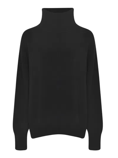 No Name Plain Turtleneck Ribbed Pullover In Black