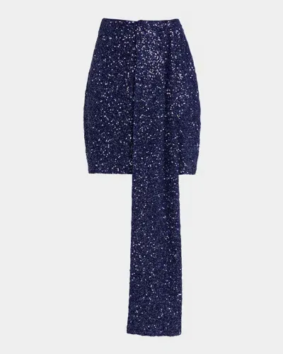 No Pise La Grama Carta De Amor Sequined Skirt In Navy Sequins