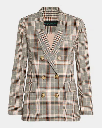 No Pise La Grama Marcela Plaid Tailored Jacket In Grey Plaid