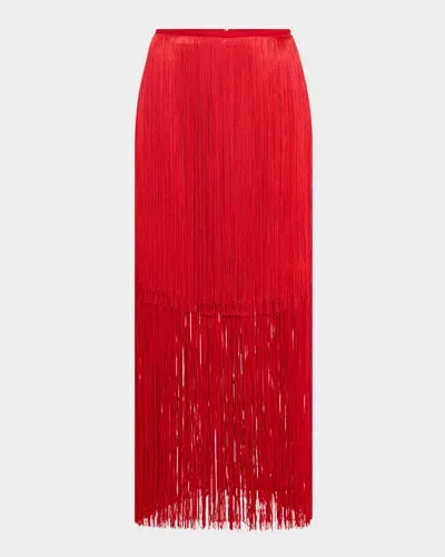 No Pise La Grama Sol Tiered Column Skirt In Red