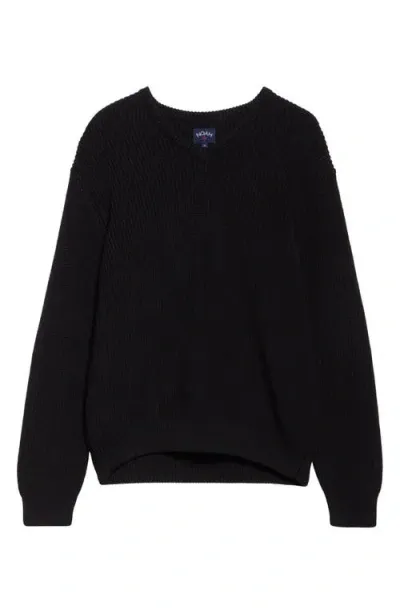 Noah V-neck Shaker Knit Sweater In Black