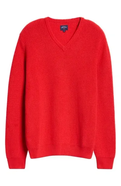 Noah V-neck Shaker Knit Sweater In Red