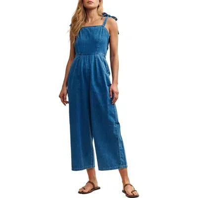 Nobody's Child Islington Smocked Back Organic Cotton Denim Jumpsuit In Blue