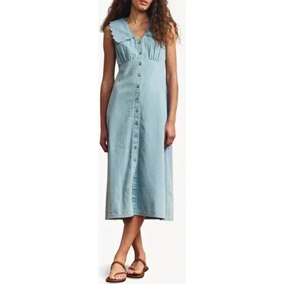 Nobody's Child Wylde Button Front Organic Cotton Maxi Dress In Blue