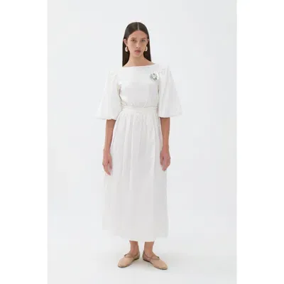 Nocturne Balloon Sleeve Maxi Dress In White