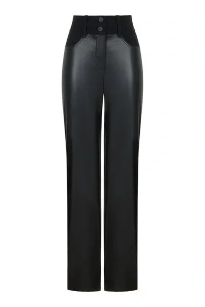 Nocturne Double Waisted Straight Pants In Black