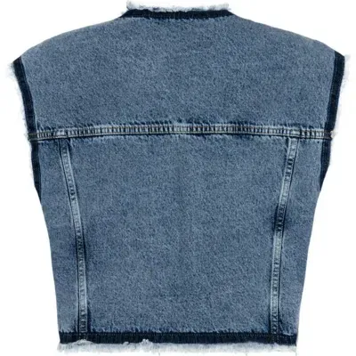 Nocturne Fringed Jean Vest In Blue