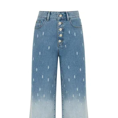 Nocturne Gradient Wide Leg Jean Pants In Blue