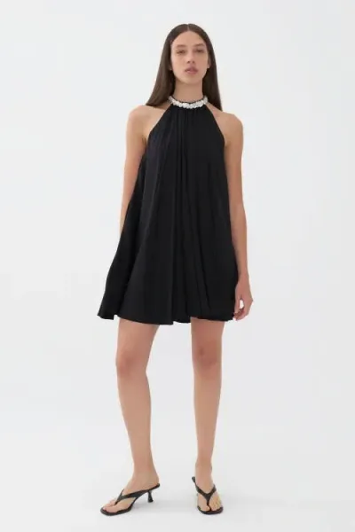 Nocturne Halter Neck Mini Dress In Black