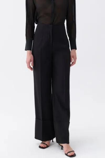 Nocturne High Waist Palazzo Pants In Black