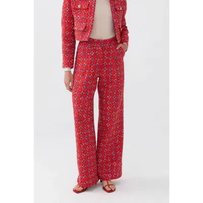 Nocturne High-waist Tweed Pants In Red