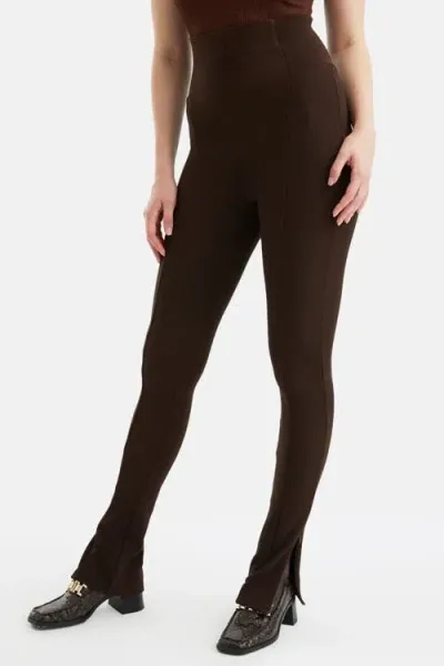 Nocturne High-waisted Pants In Brown