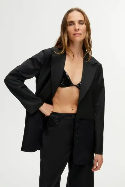 Nocturne Lapel Collar Jacket In Black