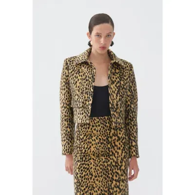 Nocturne Leopard Print Crop Jacket In Multi-colored