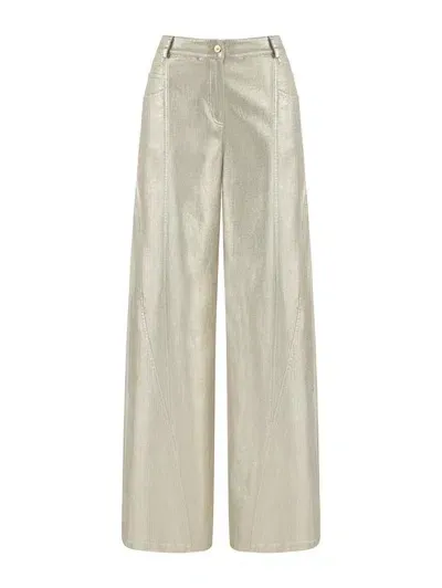 Nocturne Metallic Printed Pants In Gold