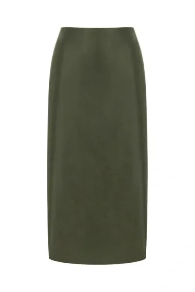 Nocturne Women's Neutrals Midi Skirt With Back Slits In Khaki