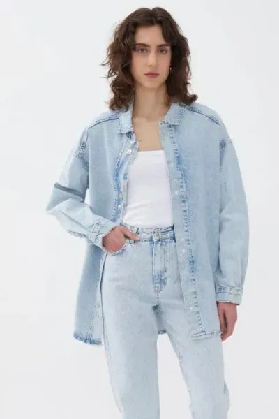 Nocturne Oversize Jean Shirt In Blue