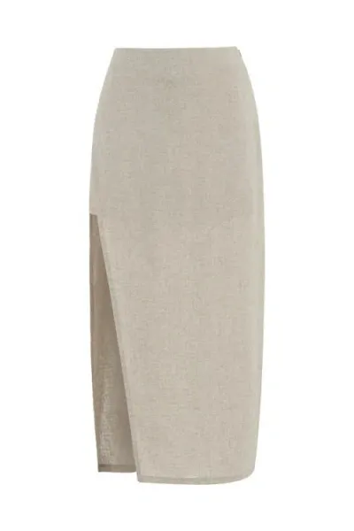 Nocturne Pencil Skirt With Slit In Beige