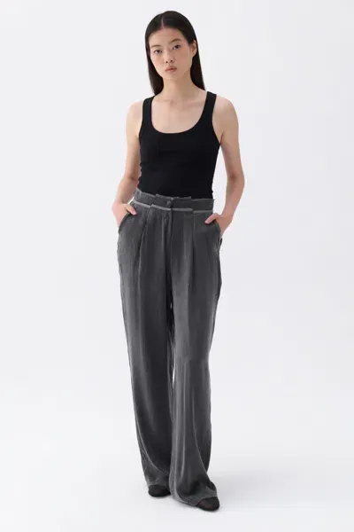 Nocturne Pleated Palazzo Pants In Grey