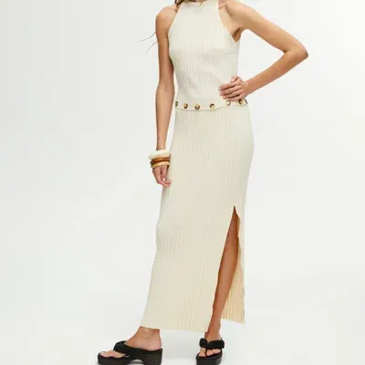 Nocturne Ribbed Dress With Slits In Beige