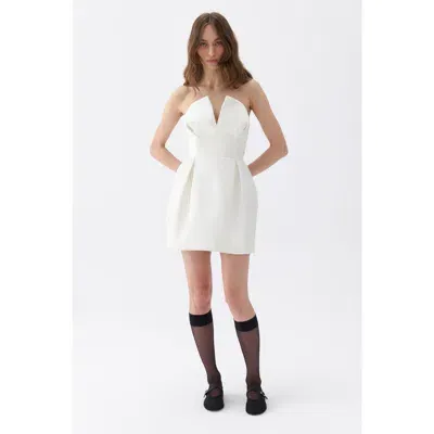 Nocturne Women's White Strapless Mini Dress-ivory