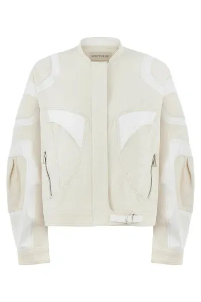 Nocturne Trimmed Bomber Jacket In White