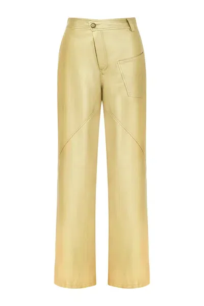 Nocturne High Waist Faux Leather Pants In Gold