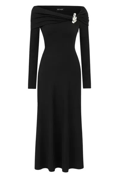 Nocturne One-shoulder Midi Dress In Black