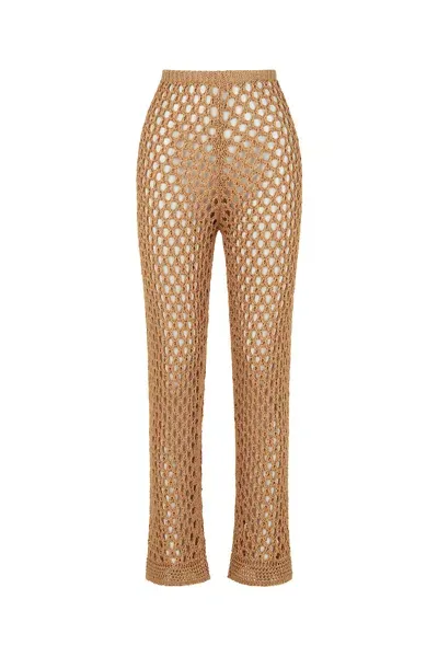 Nocturne Women's Rose Gold Mesh Knit Pants