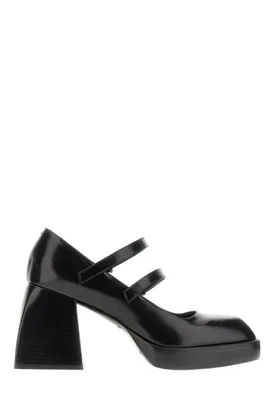 Nodaleto Black Leather Bulla Babies 65 Pumps In Black Glassed