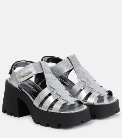 Nodaleto Bulla Emma Glitter Platform Sandals In Silver Plexi Glitter