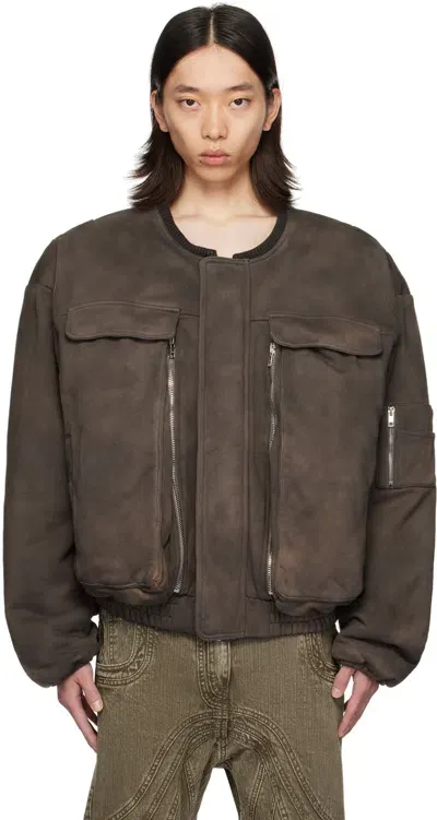 No/faith Studios Brown Removable Shoulder Bomber Jacket