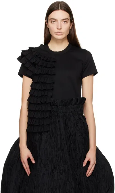 Noir Kei Ninomiya Black Frill T-shirt In 1 Black