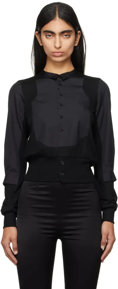 Noir Kei Ninomiya Black Hybrid Cardigan In 1 Black