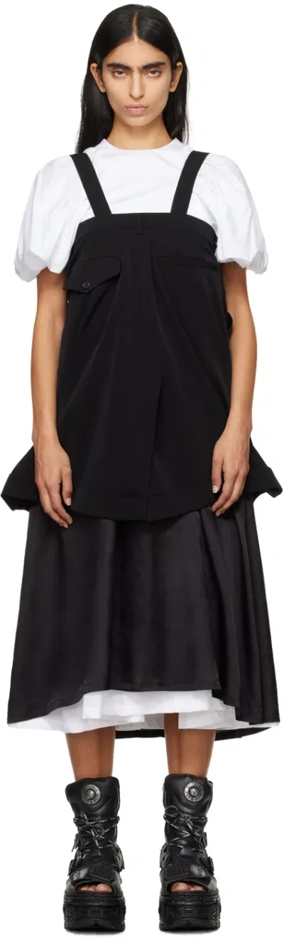 Noir Kei Ninomiya Black Polyester Grosgrain Midi Dress In 1 Black