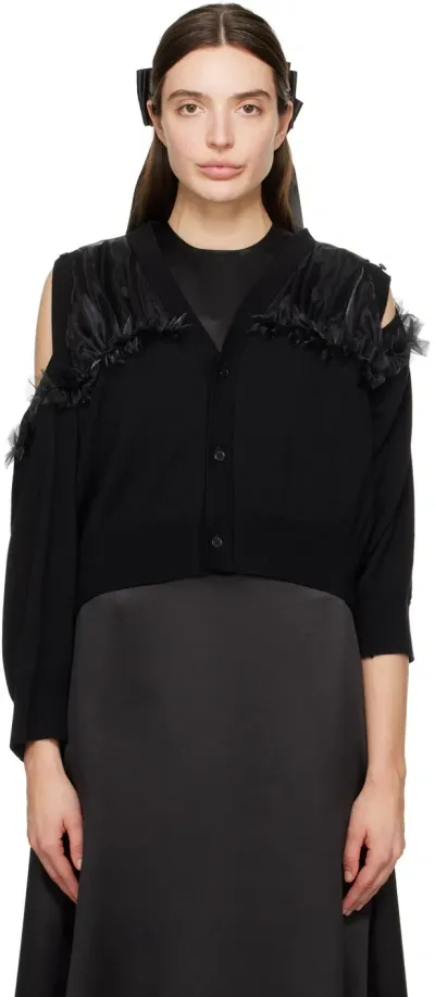 Noir Kei Ninomiya Black Ruffled Cardigan In 1 Black