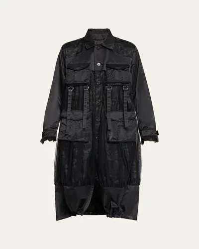 Noir Kei Ninomiya Reversible Trench Coat In Black