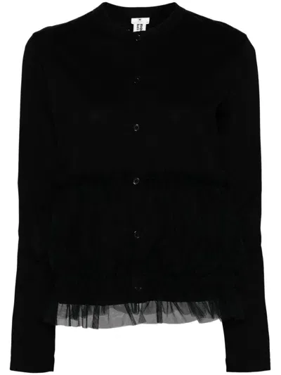 Noir Kei Ninomiya Ponte Tulle Cardigan In Schwarz