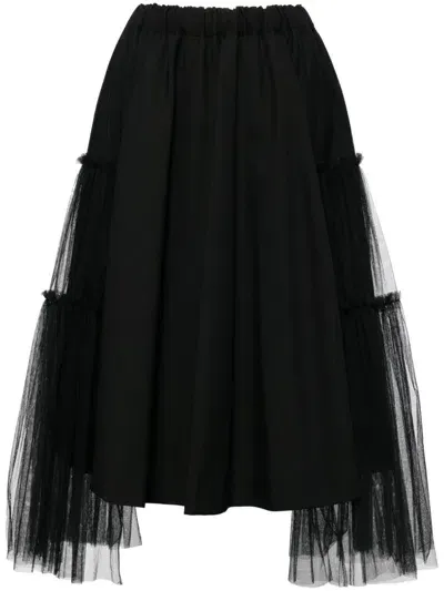 Noir Kei Ninomiya Ruffled Tulle Skirt In Black