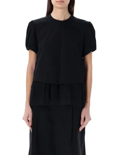 Noir Kei Ninomiya Tshirt Tulle Ruffle In Black