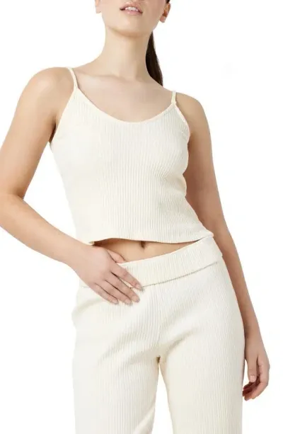 Noisy May Gill Organic Cotton Blend Rib Camisole In Pearled Ivory