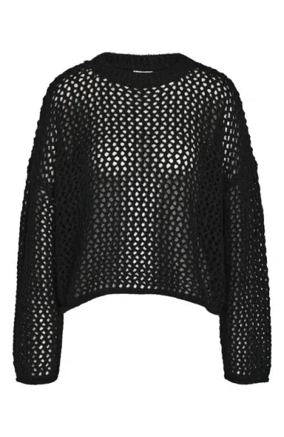 Noisy May Judey Open Stitch Sweater In Black