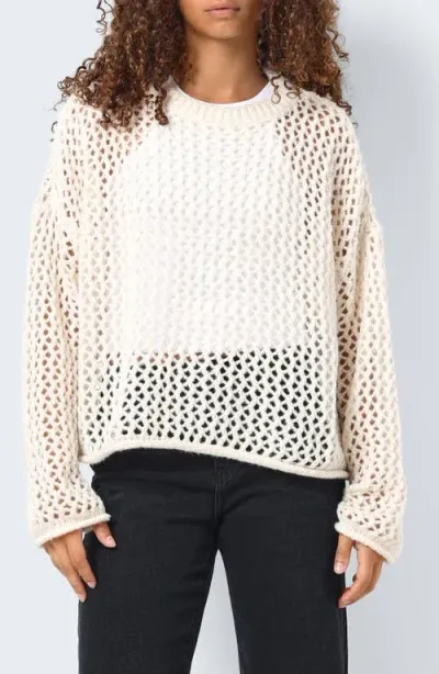 Noisy May Judey Open Stitch Sweater In Eggnog