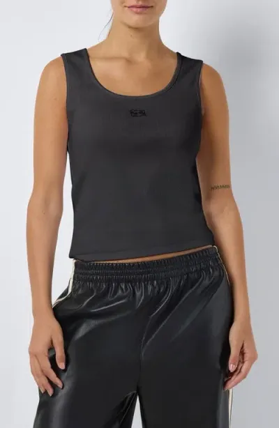 Noisy May Judy Stretch Organic Cotton Rib Tank In Obsidian Detailwash