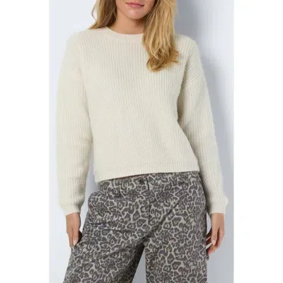 Noisy May Kaia Metallic Rib Sweater In Eggnog Detail Silver