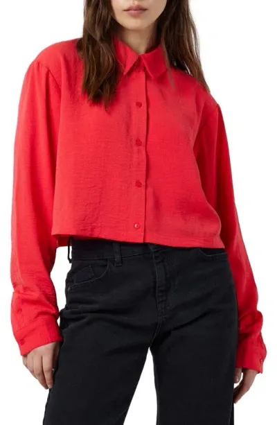 Noisy May Kara Crop Button-up Shirt In Bittersweet