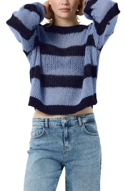 Noisy May Lola Stripe Sweater In Navy Blazer Stripes