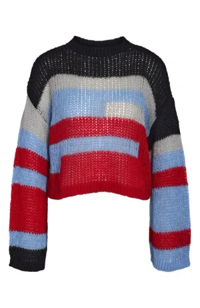 Noisy May Luca Colorblock Sweater In Racing Red Pattern A