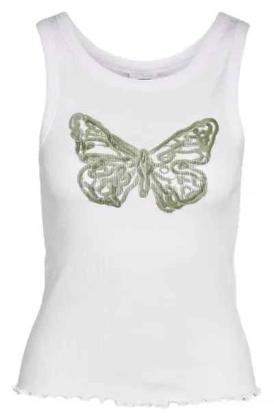 Noisy May Papillion Tank In Bright White Print B