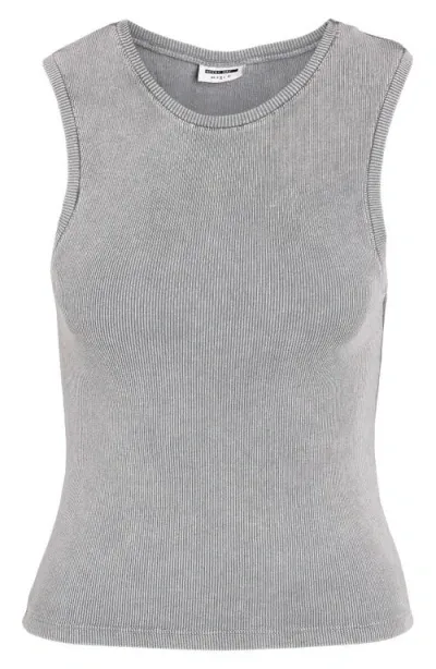 Noisy May Shania Rib Tank In Charcoal Gray Detail